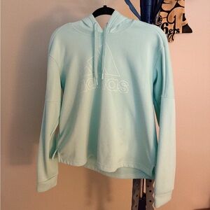 Adidas Women's Light Blue Hoodie Sweater